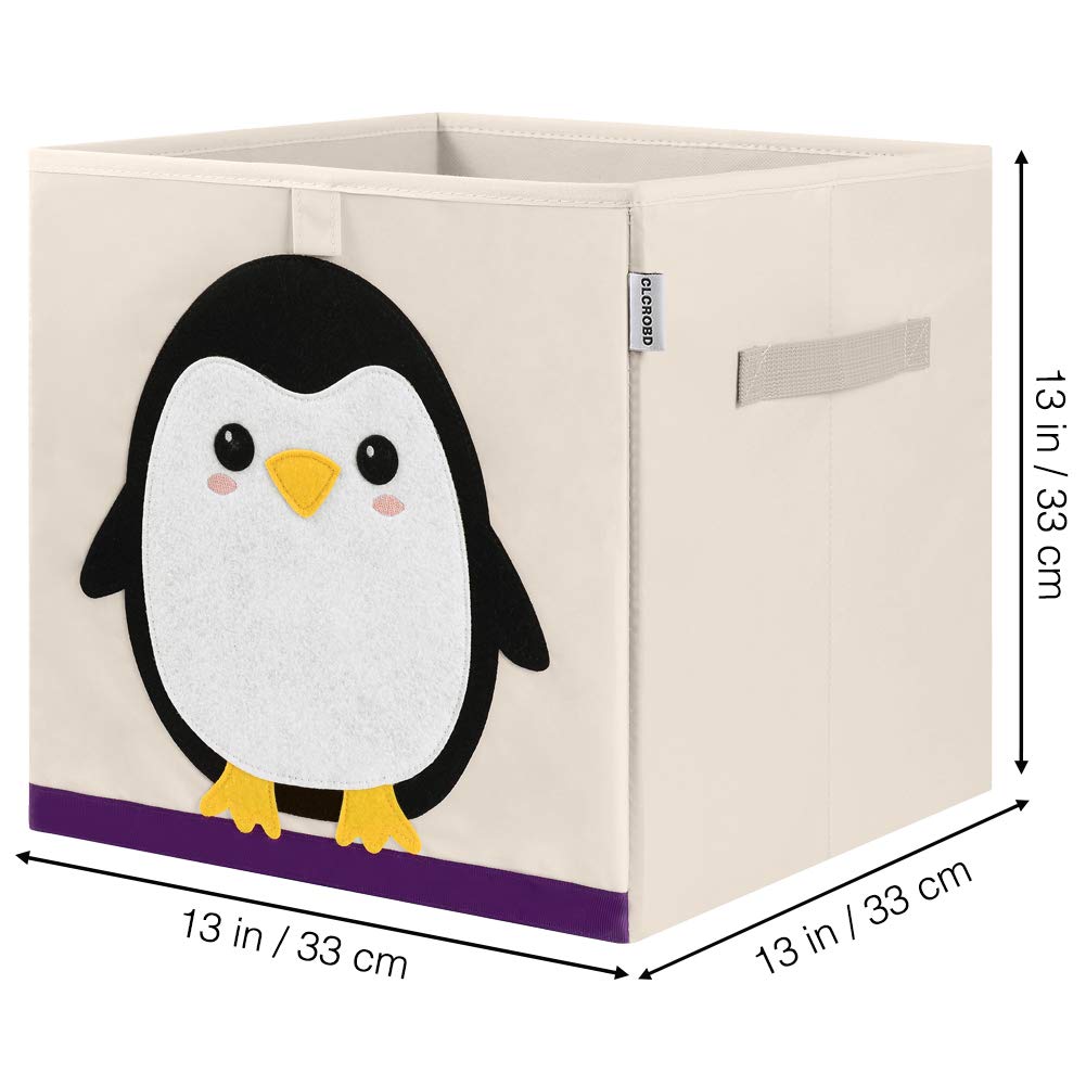 Clcrobd Foldable Animal Cube Storage Bins Fabric Toy Box/Chest/Organizer For Kids Nursery, 13 Inch (Penguin)